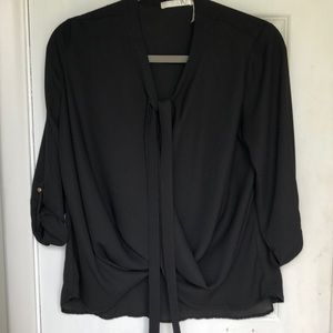 Black open blouse